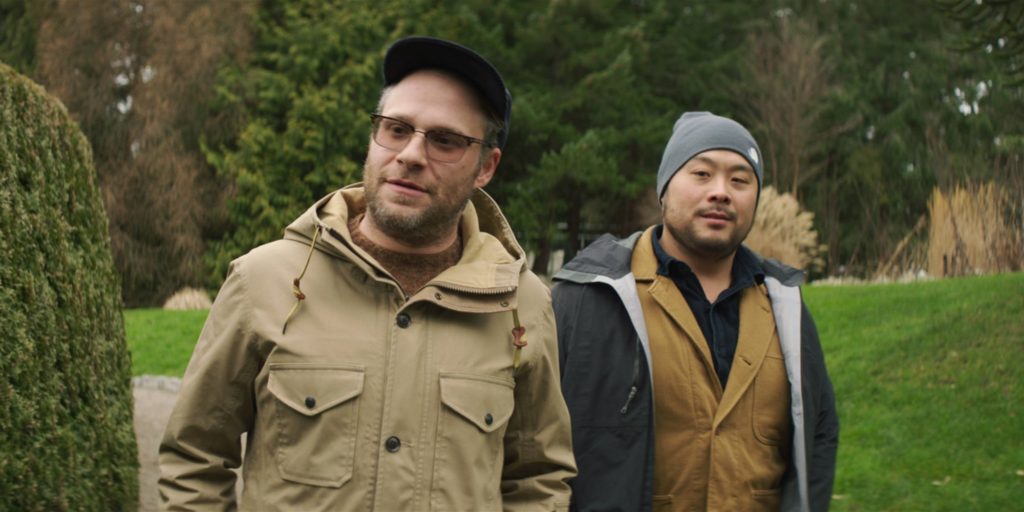 Seth Rogen and host David Chang in Vancouver 