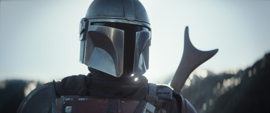 A close-up of The Mandalorian.