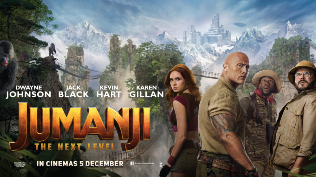 Jumanji: The Next Level horizontal movie poster.