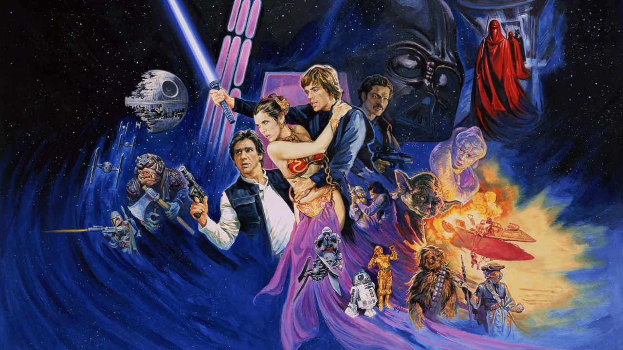 A mural featuring all the characters from Return of the Jedi