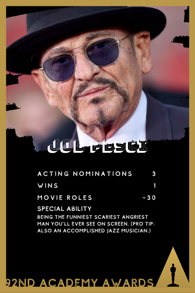 Joe Pesci is nominated for The Irishman at this year's Oscars.