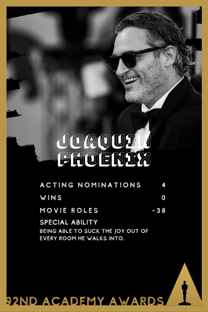 Joaquin Phoenix is nominated for Joker at this year's Oscars.