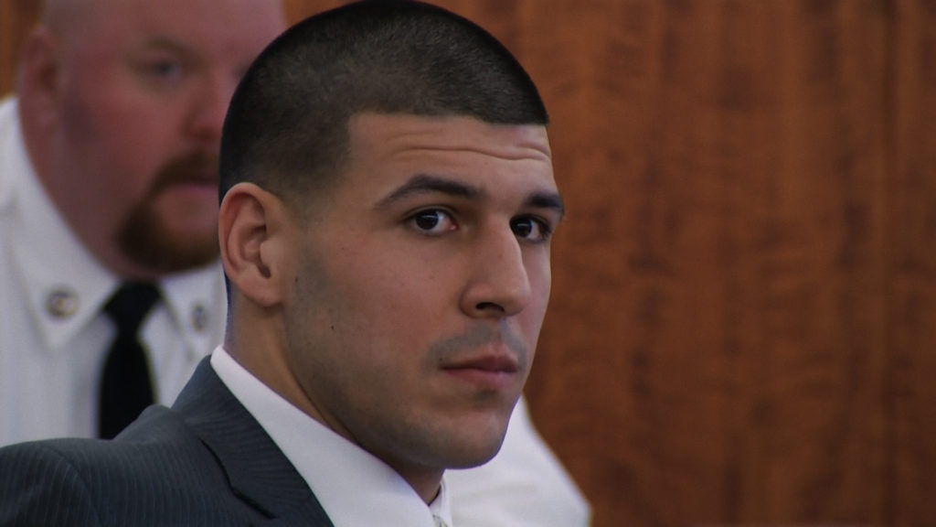 Aaron Hernandez in court in Killer Inside: The Mind of Aaron Hernandez