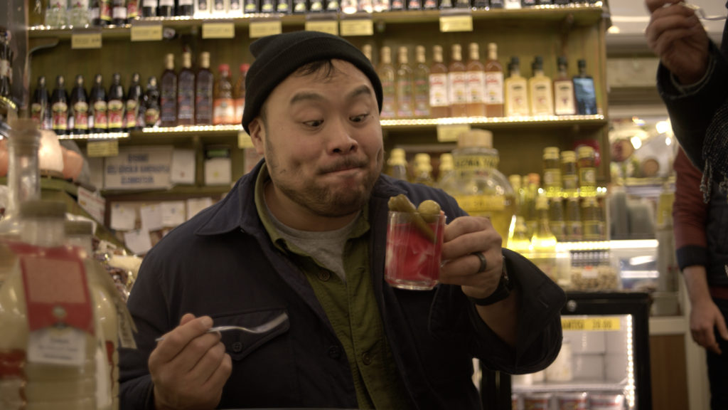 David Chang having a drink in Ugly Delicious.