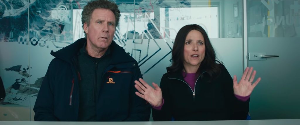 Will Ferrell and Julia Louis-Dreyfus in Downhill.