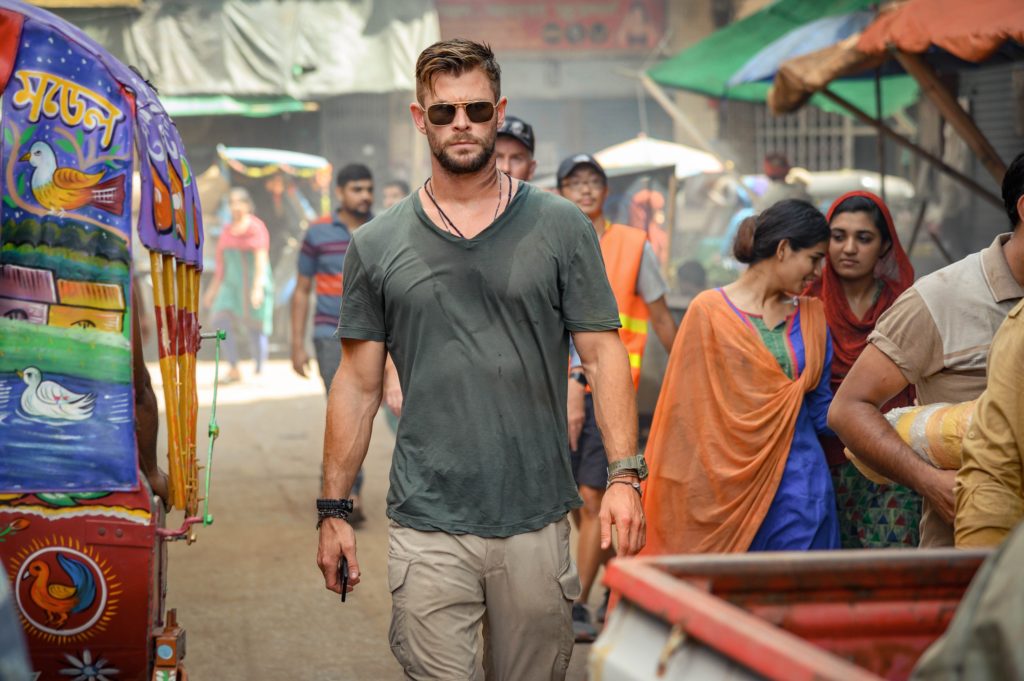 Chris Hemsworth as mercenary Tyler Rake in Netflix's Extraction.