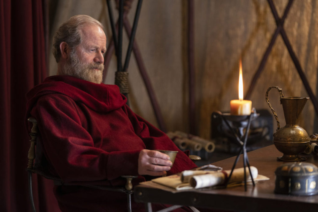 Peter Mullan leads the evil Red Paladins in Netflix's Cursed.
