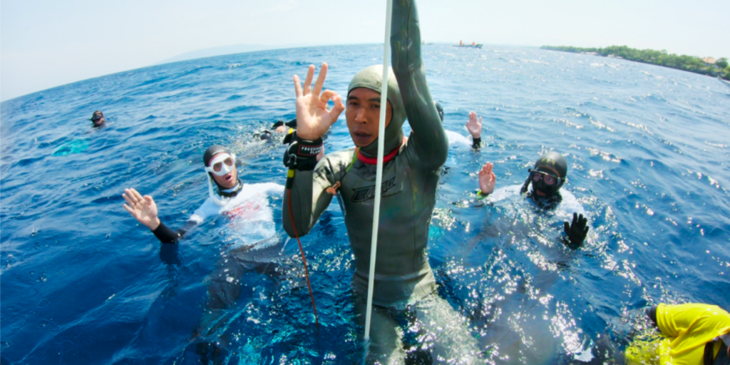 A free diver preparing for their attempt in the Philippines in Home Game.