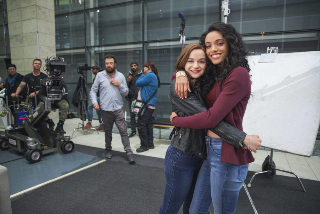 Joey King and Maisie Richardson-Sellers on the set of The Kissing Booth 2.