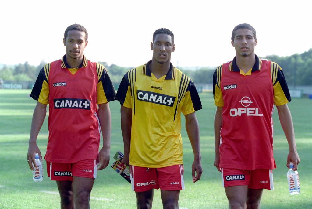 Nicolas Anelka at the prestigious Clairefontaine Football Academy in France, with teammates Thierry Henry and David Trezeguet.