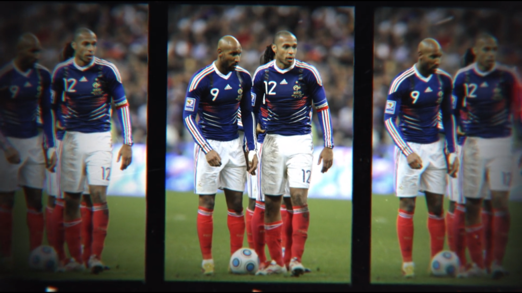 With Thierry Henry in action with the French National Team.