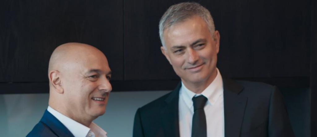 Jose Mourinho and Daniel Levy at the announcement presentation.