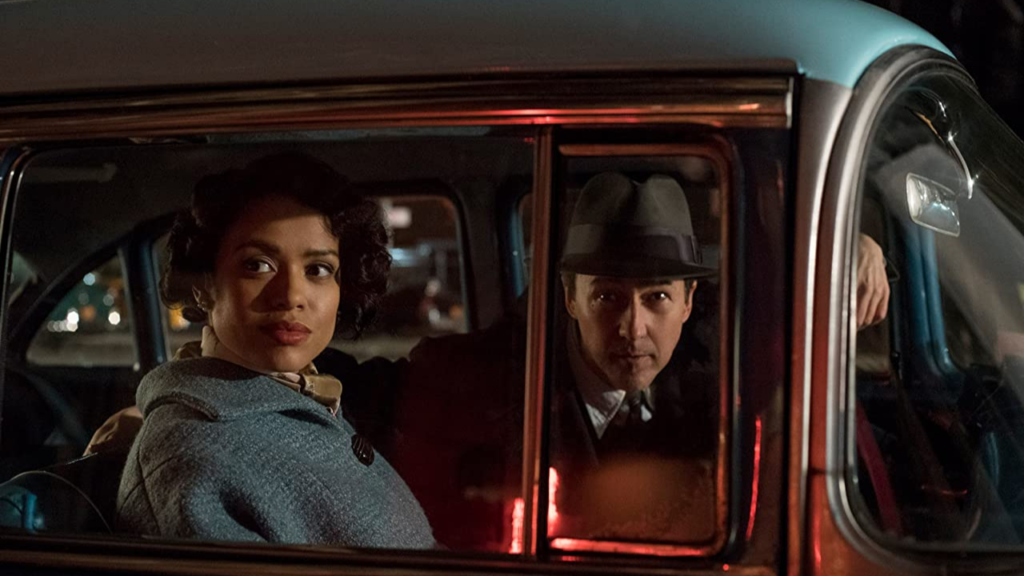 Edward Norton and Gugu Mbatha-Raw in Motherless Brooklyn