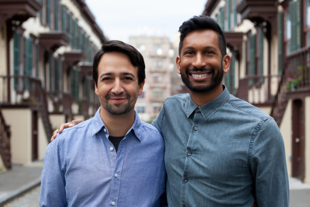 Hrishikesh Hirway and Lin-Manuel Miranda in Song Exploder.