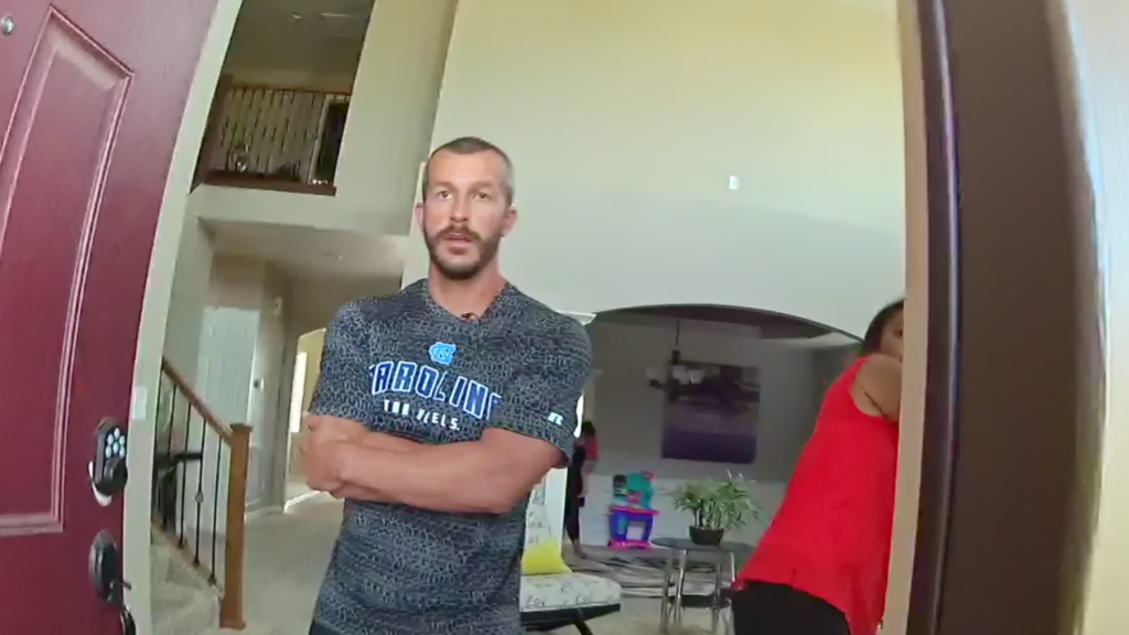 Chris Watts as seen from the police body camera footage in American Murder: The Family Next Door.